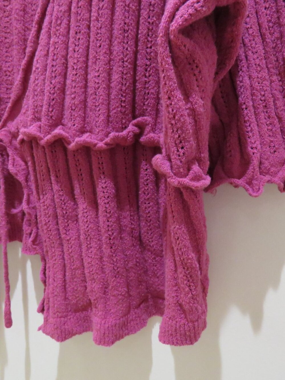 TORRID Cropped Tie-Front Shrug Cardigan Fuschia Red Marl Knit 1X Boho Plus Size - Picture 8 of 13